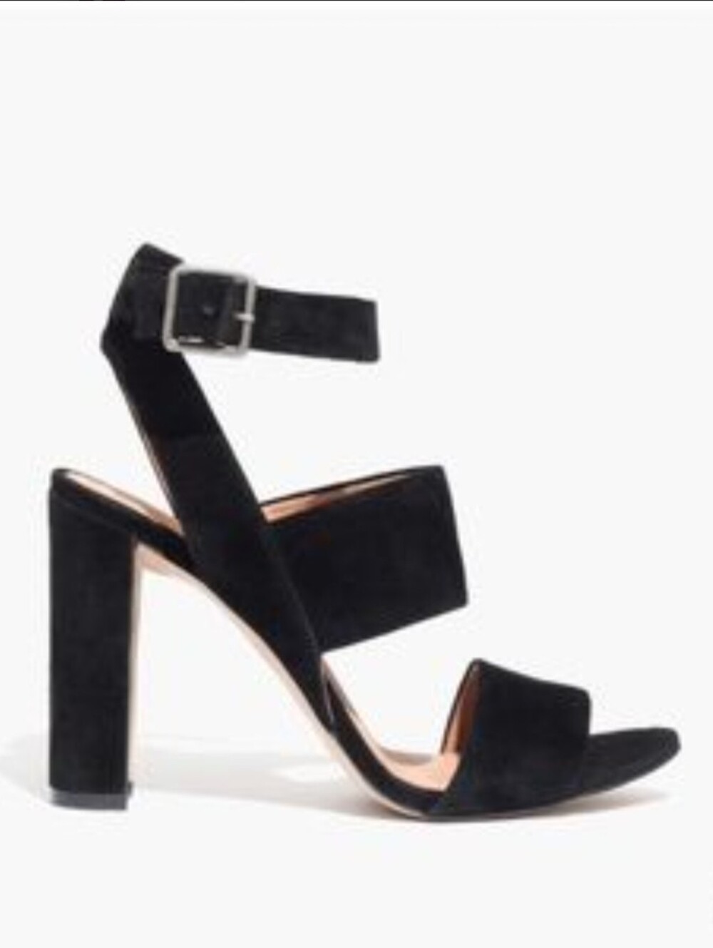Madewell The Octavia Black Suede Block Heel Sandals Size 9.5